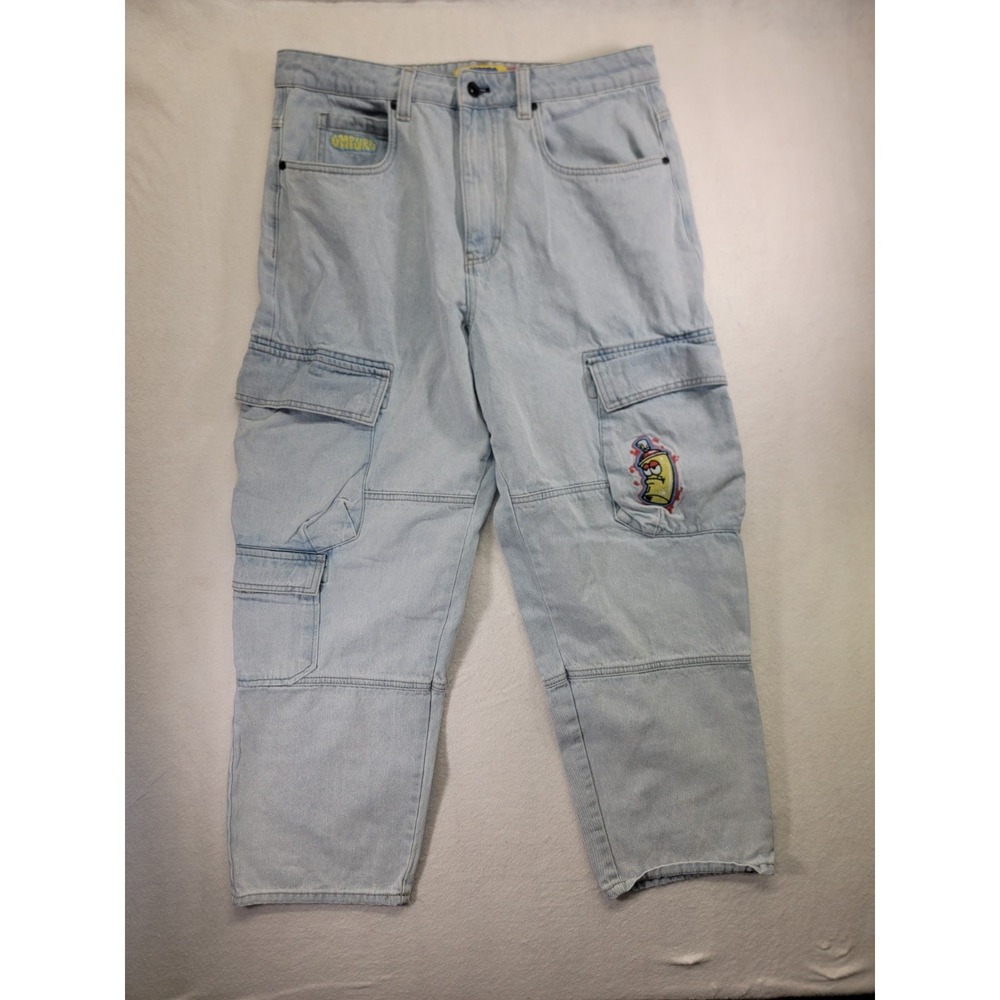 Empyre Baggy Skate Jeans Mens Sz 32x30 Light Wash Spray Can Logo Denim Y2K VTG